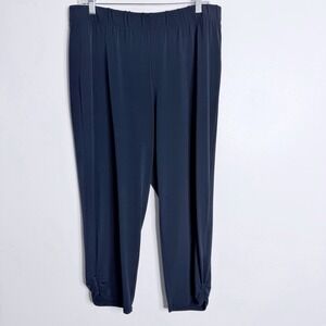 Chico's Navy Pull On Cropped Pant Large Chico 2 Casual‎ Ankle Detail Resortwear